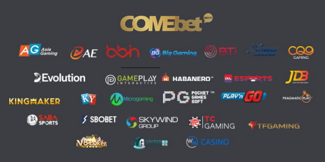Comebet hợp tác với nhiều nhà cung cấp phần mềm lớn và uy tín.